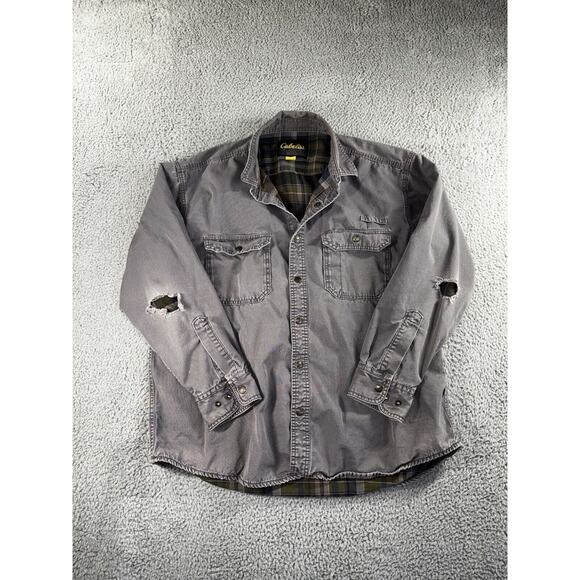 Vintage Cabelas‎ Flannel Lined Shirt Men XL Jacket Shacket Outdoor Chore - Picture 1 of 8